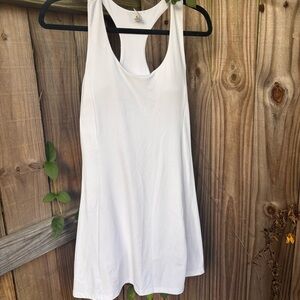 Yogalicious White Tank Dress with Scoop Neckline and Racerback